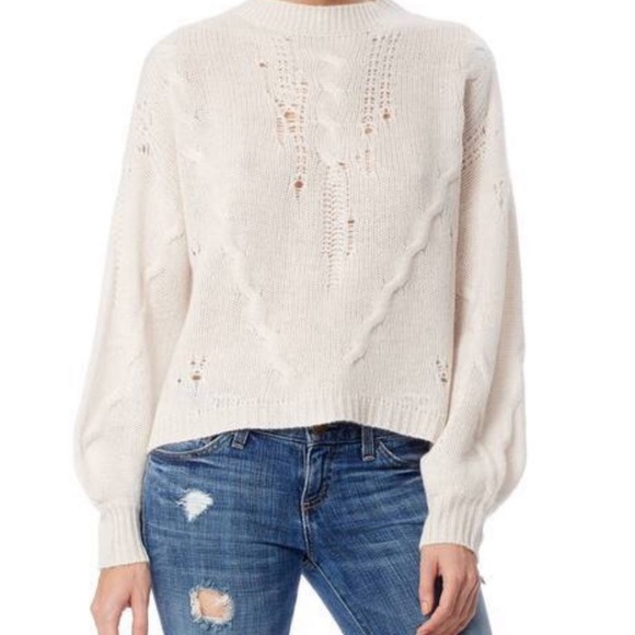 360 Cashmere Lea Distressed Cream Sweater Size XS - Picture 2 of 6